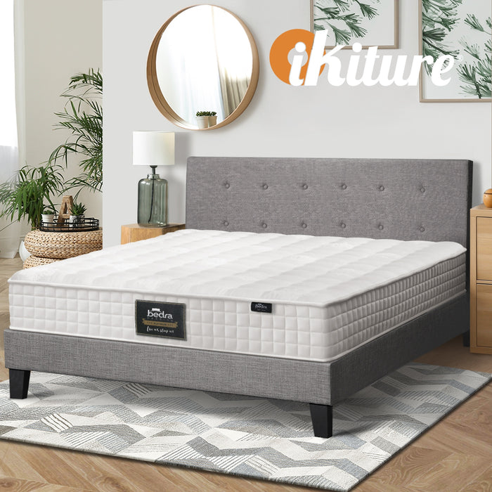 Bed Frame King Size Wooden Platform Beds With Mattress Grey