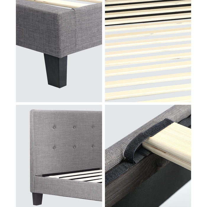 Bed Frame Single Size Wooden Platform Beds With Mattress Grey
