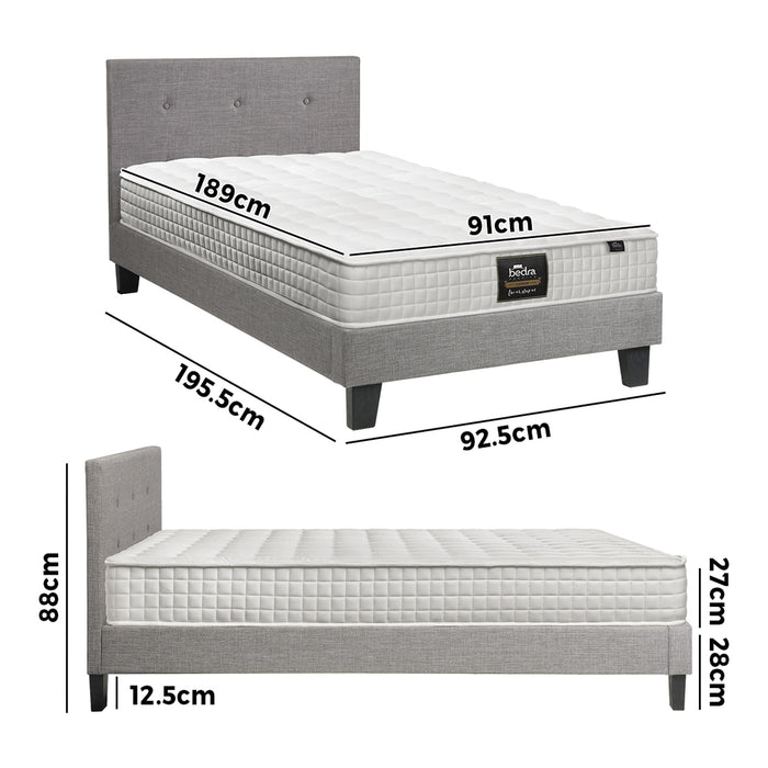 Bed Frame Single Size Wooden Platform Beds With Mattress Grey
