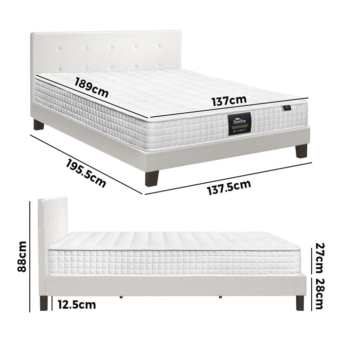 Bed Frame Double Size Wooden Platform Beds With Mattress White