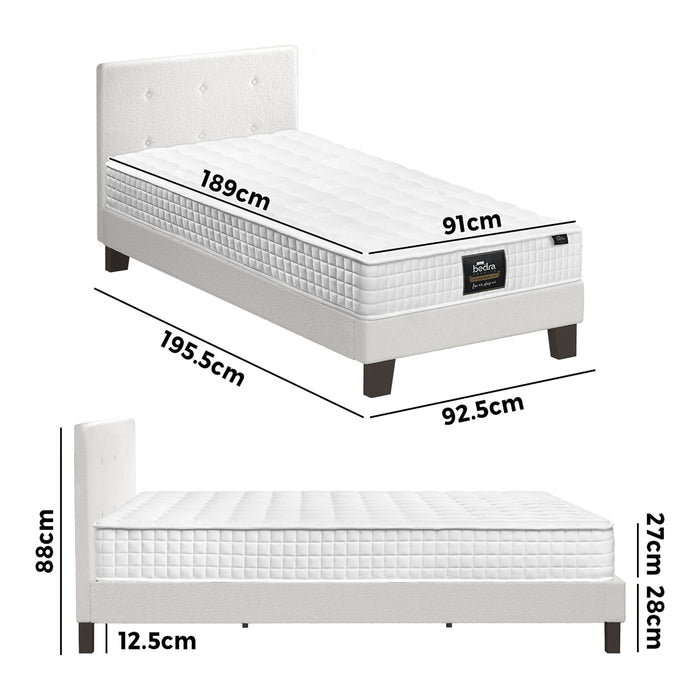 Bed Frame Single Size Wooden Platform Beds With Mattress White
