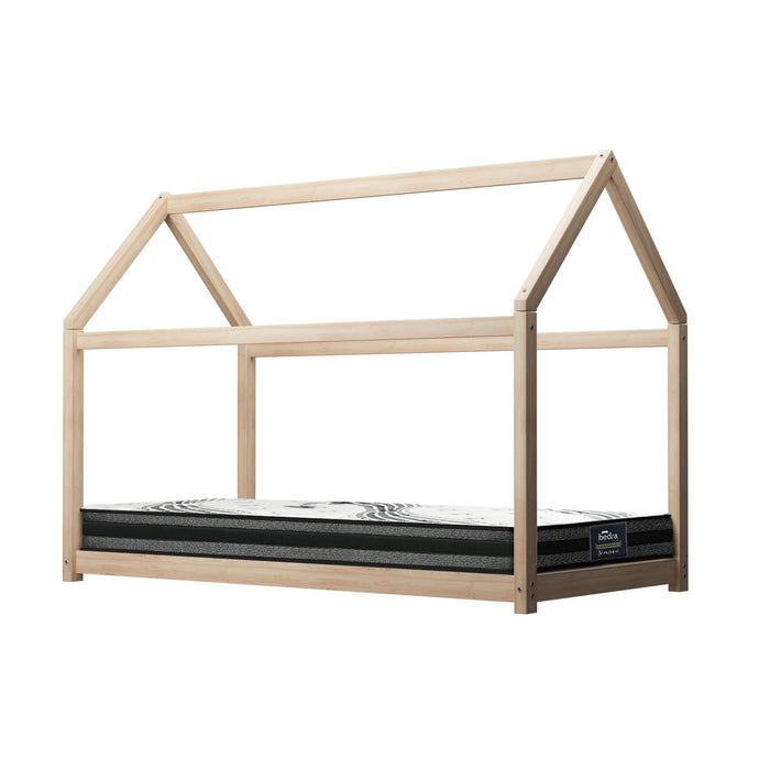 Kids Bed Frame With Single Mattress Set House Style Wooden