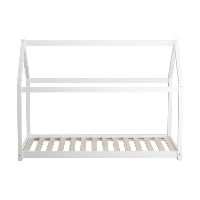 Kids Bed Frame With Single Mattress Set House Style White