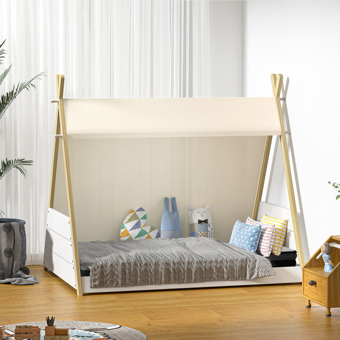 Kids Bed Frame And Mattress Timber Single House Teepee Triangle Beds