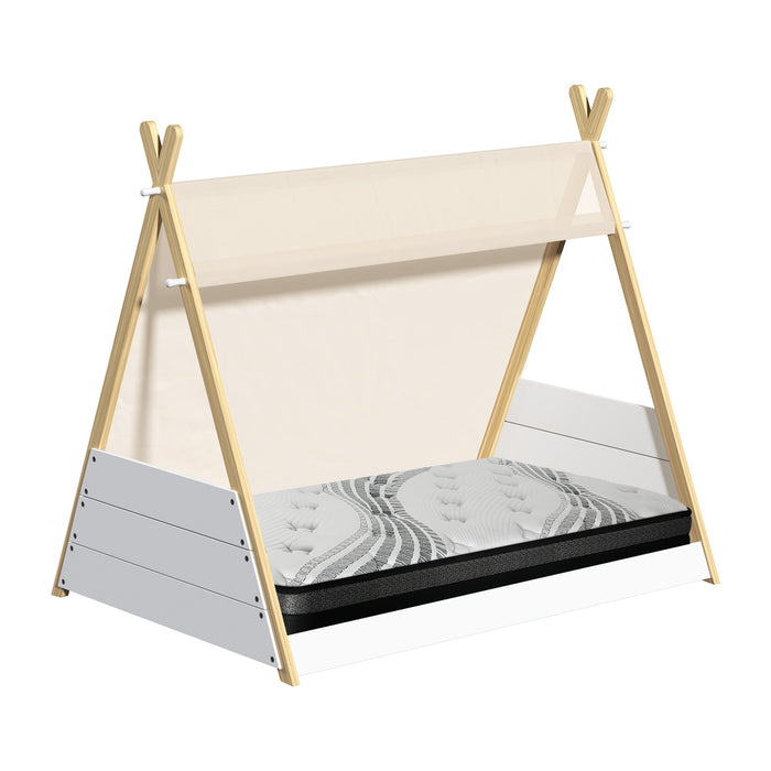 Kids Bed Frame And Mattress Timber Single House Teepee Triangle Beds