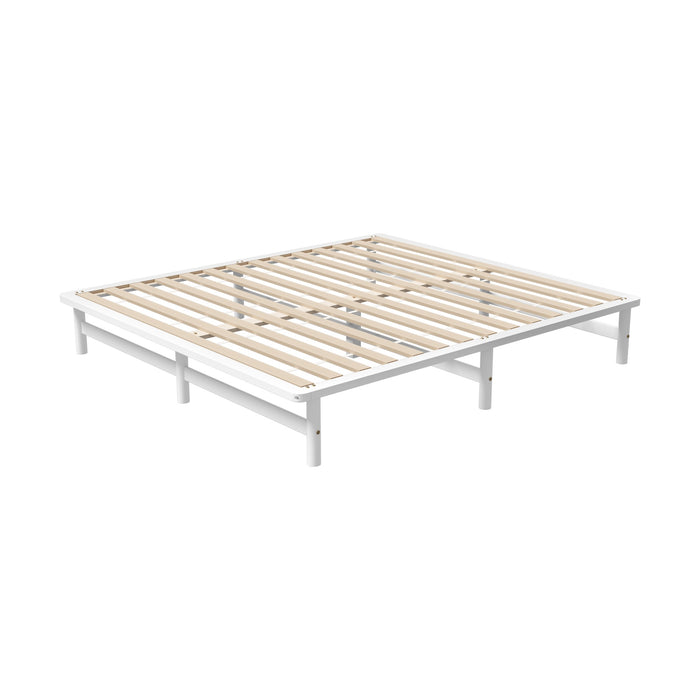 Wooden Bed Frame King Size Base Platform Beds Solid Pine Wood White