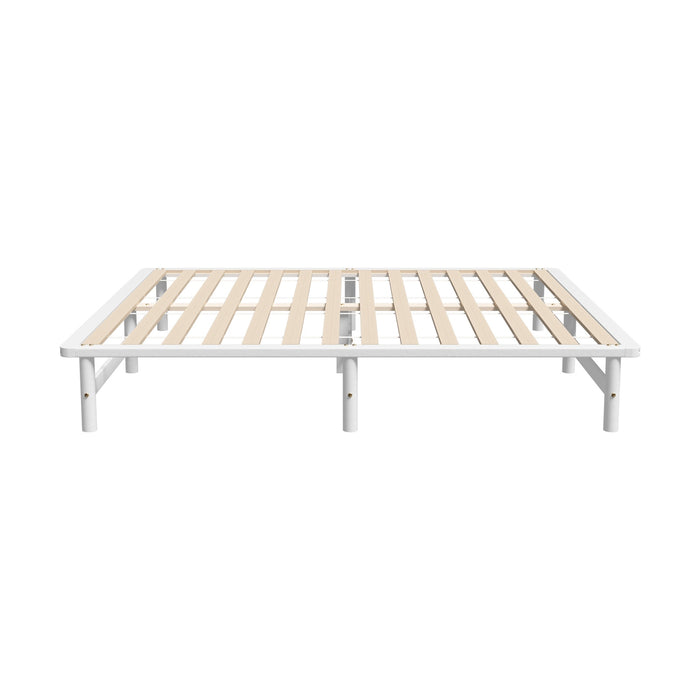 Wooden Bed Frame King Size Base Platform Beds Solid Pine Wood White