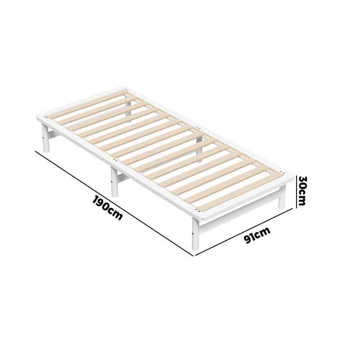 Wooden Bed Frame Single Beds Base Solid Pine Timber Platform White