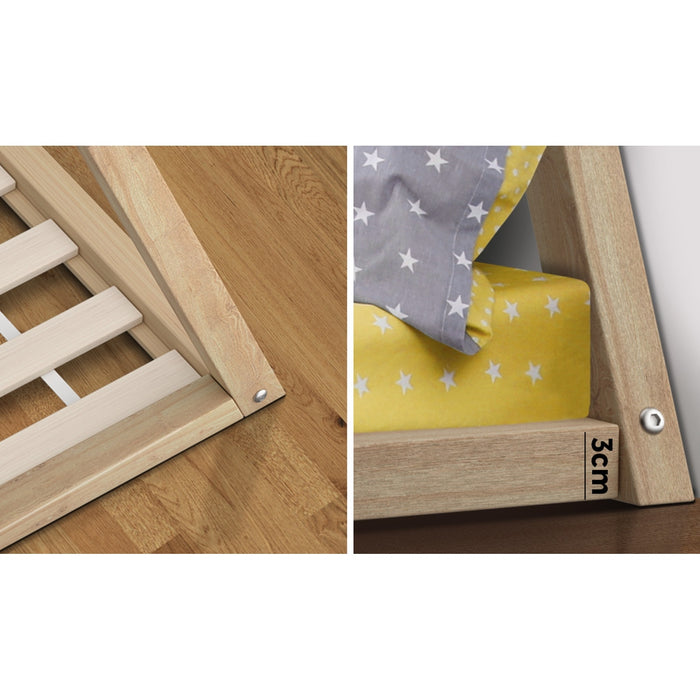 Kids Bed Frame With Single Mattress Set Teepee House Style