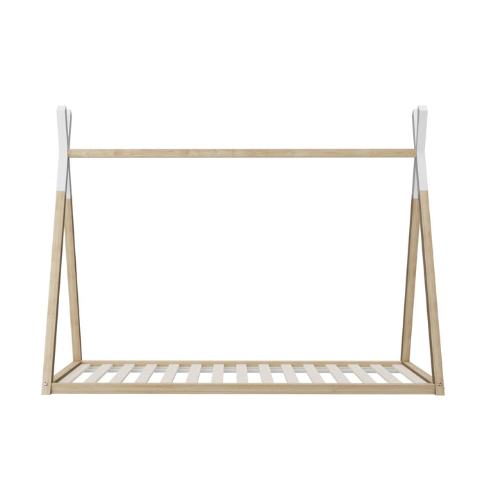 Kids Bed Frame With Single Mattress Set Teepee House Style