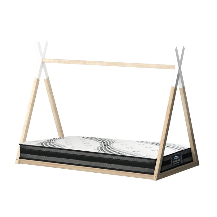 Kids Bed Frame With Single Mattress Set Teepee House Style