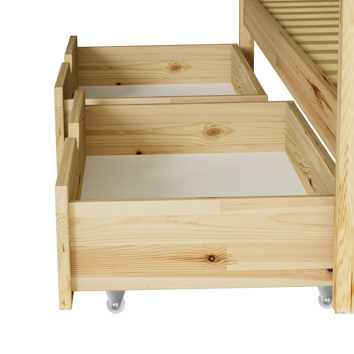 2X Trundle Drawers For Bed Frame Base Storage With Wheels Wooden