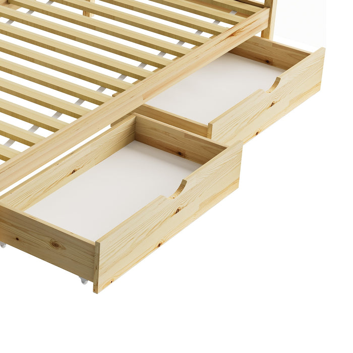 2X Trundle Drawers For Bed Frame Base Storage With Wheels Wooden