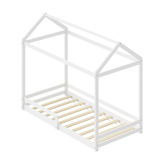 Kids Wooden Bed Frame Timber House Beds Base Single Size White