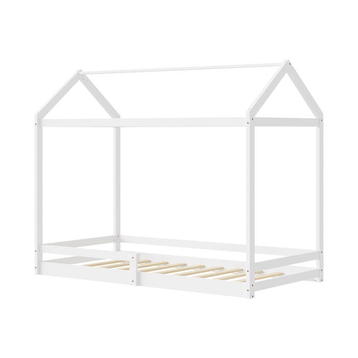 Kids Wooden Bed Frame Timber House Beds Base Single Size White