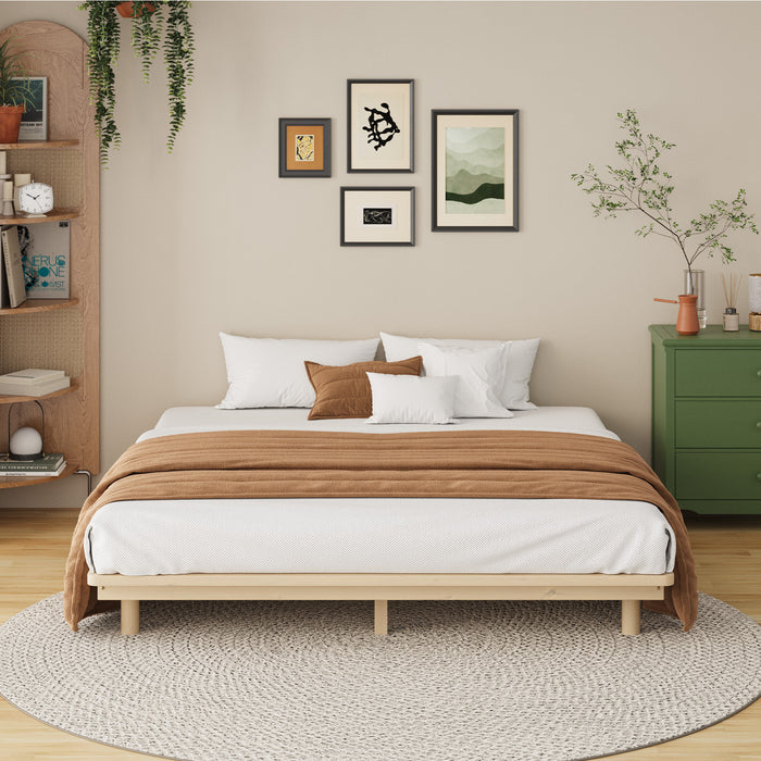 Bed Frame King Size Wooden Bed Base Timber Floating Beds