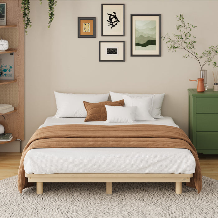 Bed Frame Queen Size Wooden Timber Bed Base Floating Beds