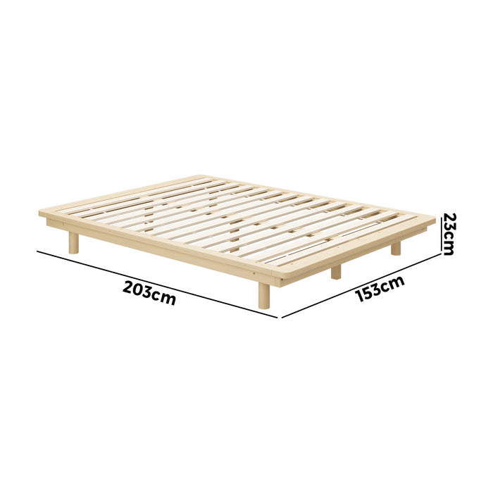 Bed Frame Queen Size Wooden Timber Bed Base Floating Beds