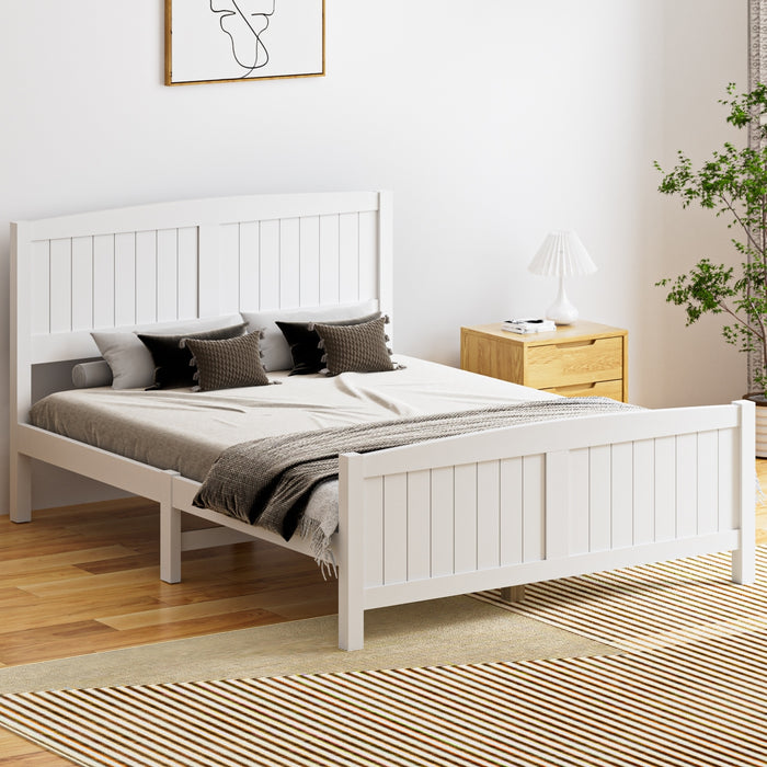 Bed Frame Double Size Wooden Base Timber Platform White