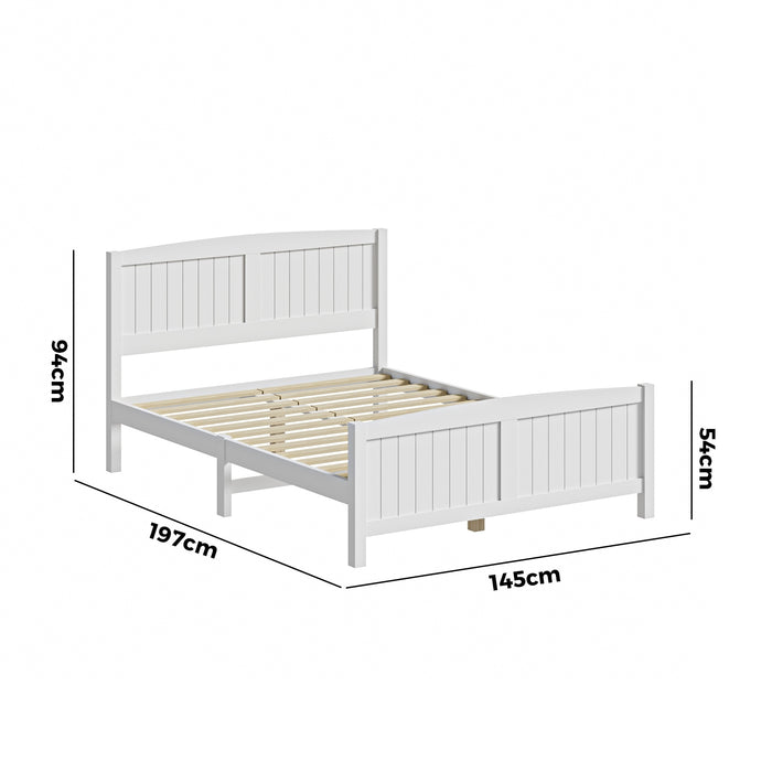 Bed Frame Double Size Wooden Base Timber Platform White
