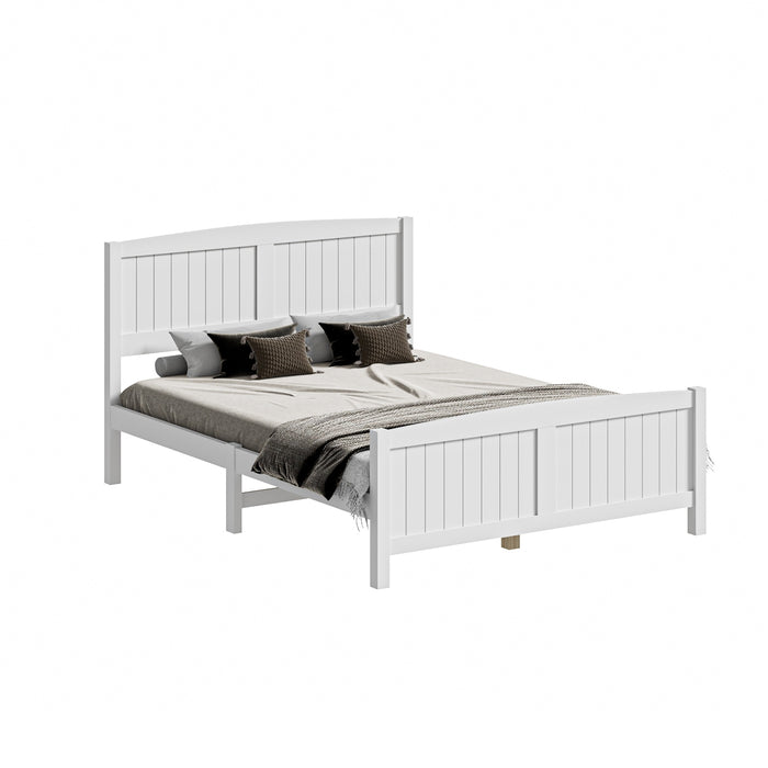 Bed Frame Double Size Wooden Base Timber Platform White