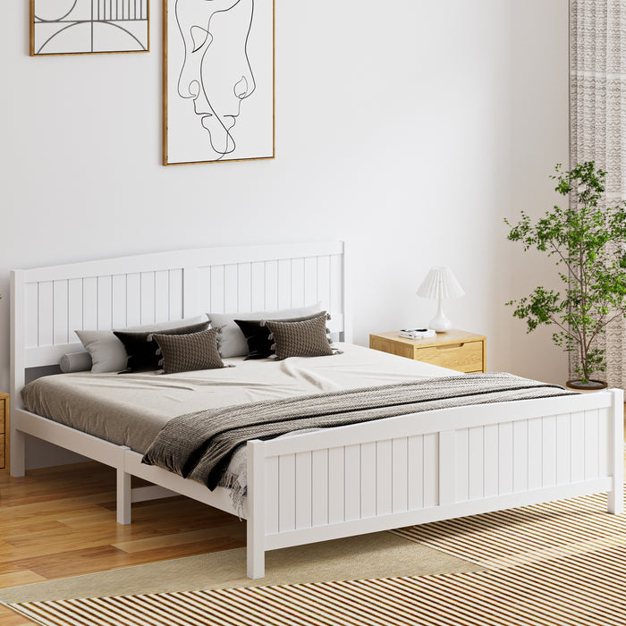 Bed Frame King Size Wooden Base Timber Platform White