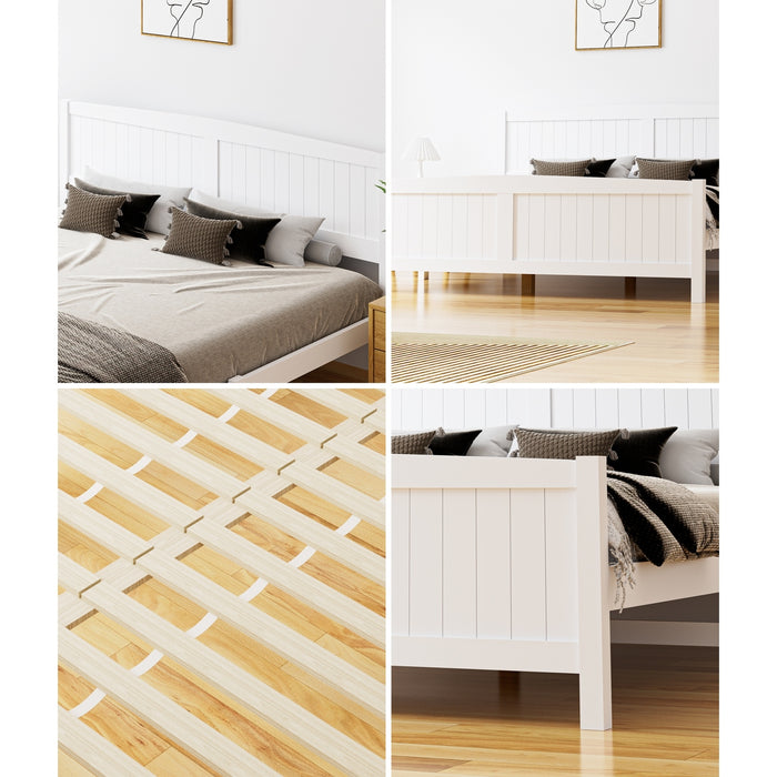 Bed Frame King Size Wooden Base Timber Platform White