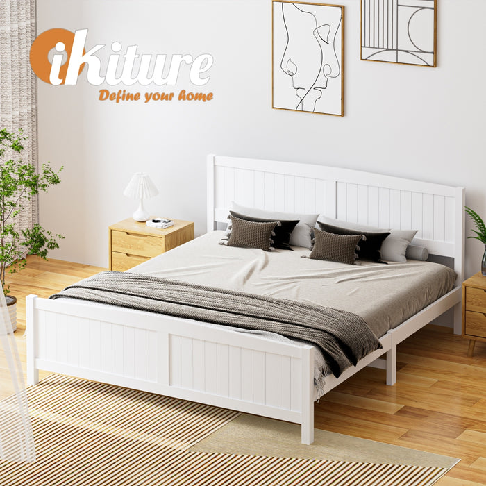 Bed Frame King Size Wooden Base Timber Platform White
