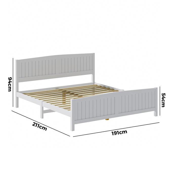 Bed Frame King Size Wooden Base Timber Platform White
