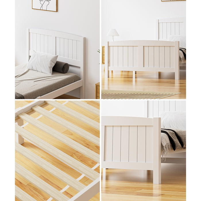 Bed Frame King Singe Size Wooden Base Timber Platform White