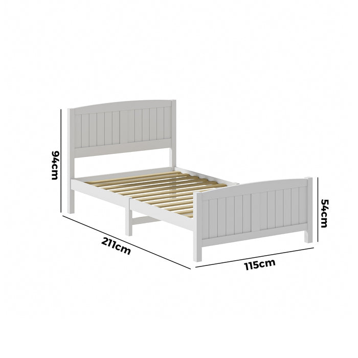 Bed Frame King Singe Size Wooden Base Timber Platform White