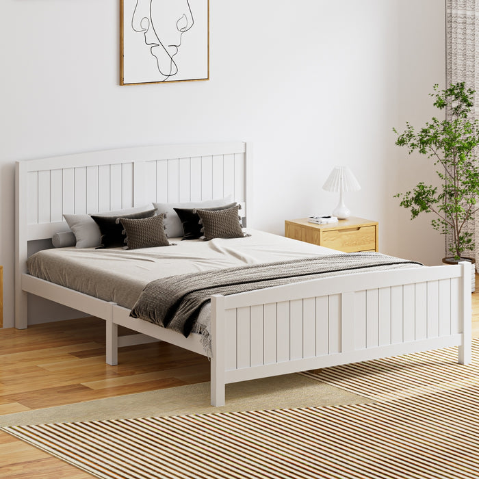 Bed Frame Queen Size Wooden Base Timber Platform White