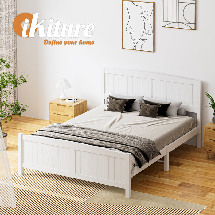 Bed Frame Queen Size Wooden Base Timber Platform White