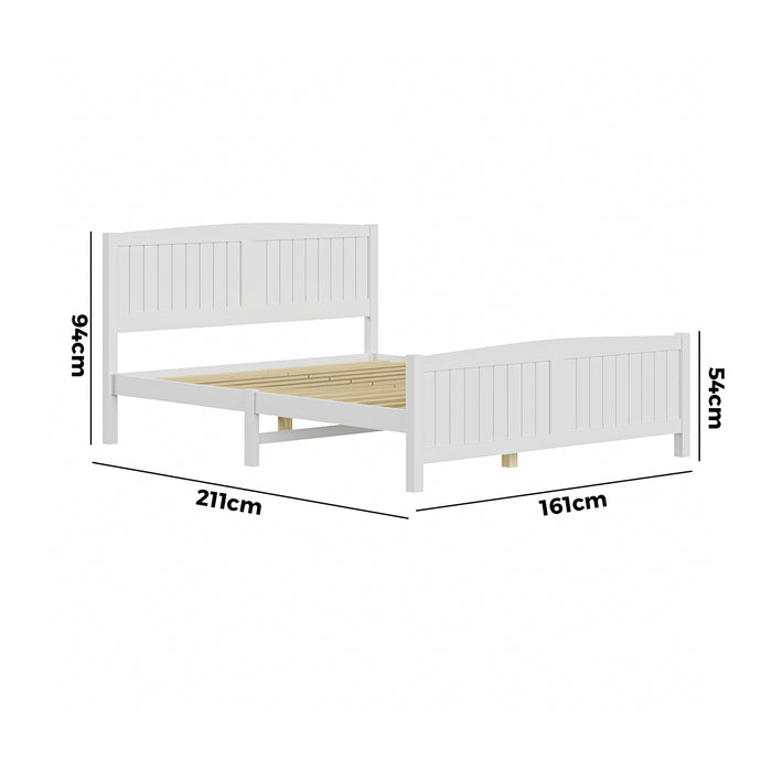 Bed Frame Queen Size Wooden Base Timber Platform White