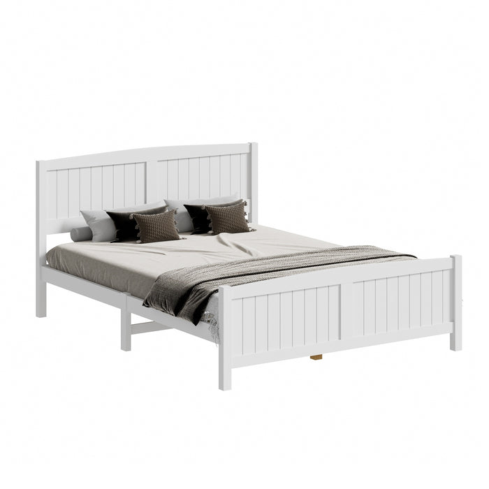 Bed Frame Queen Size Wooden Base Timber Platform White