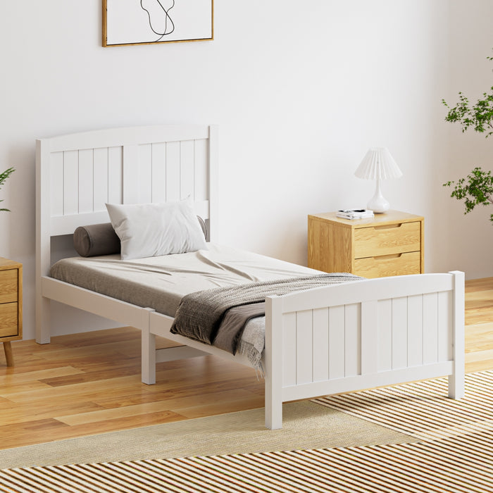 Bed Frame Singe Size Wooden Base Timber Platform White