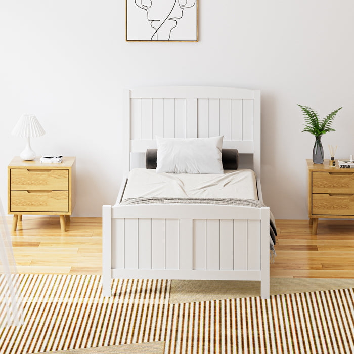 Bed Frame Single Size Wooden Base Timber Platform White