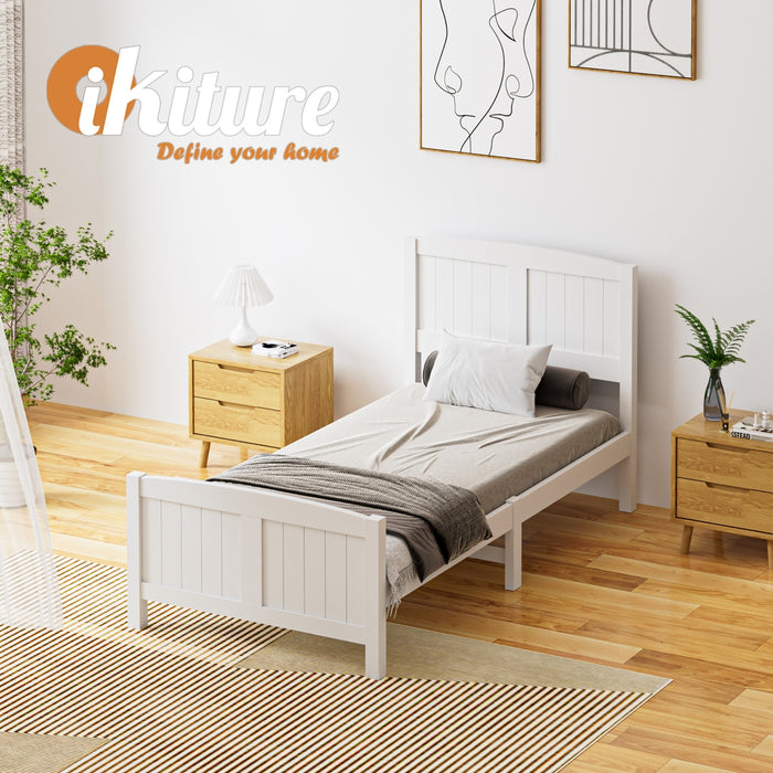 Bed Frame Singe Size Wooden Base Timber Platform White
