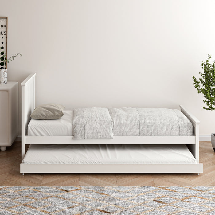 Trundle Bed Frame Single Size Beds Base Wooden Daybed White