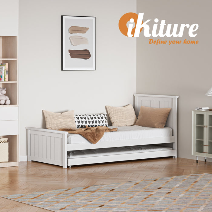 Trundle Bed Frame Single Size Beds Base Wooden Daybed White