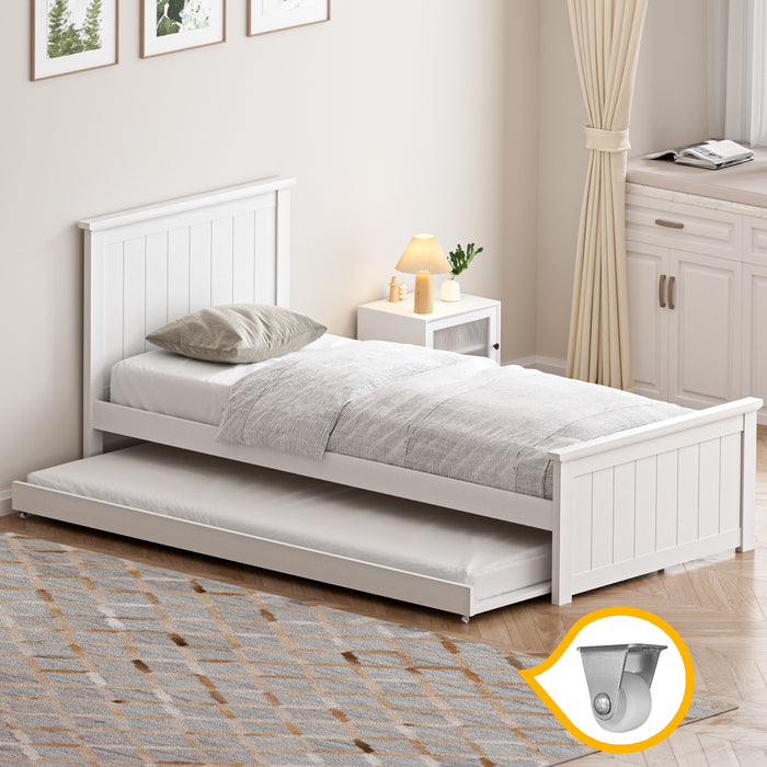 Trundle Bed Frame Single Size Beds Base Wooden Daybed White
