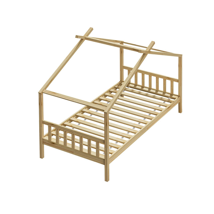 Bed Frame Wooden Base Kids Single Timber House Beds Tomi