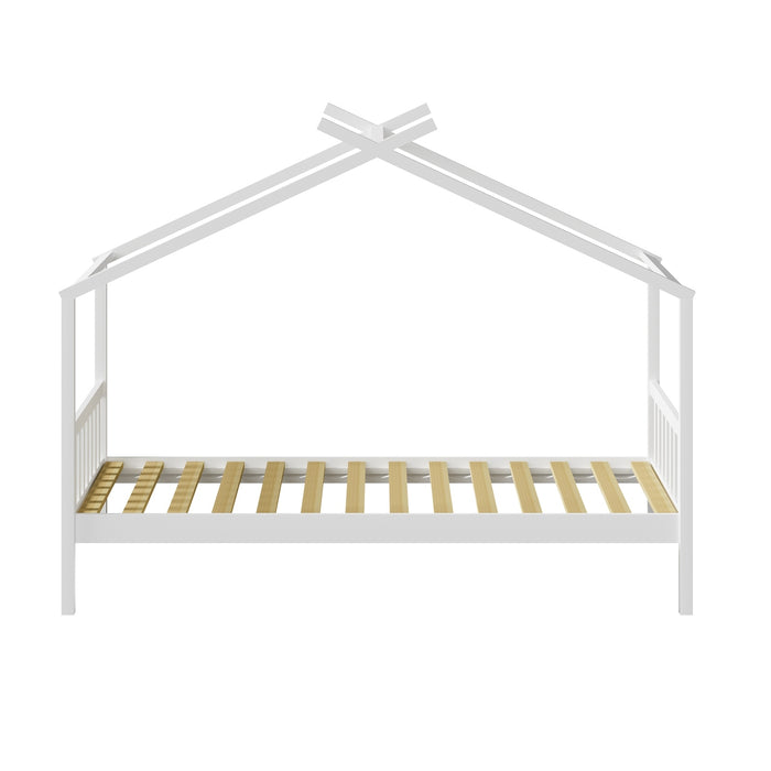 Bed Frame Wooden Base Kids Single Timber House Beds White
