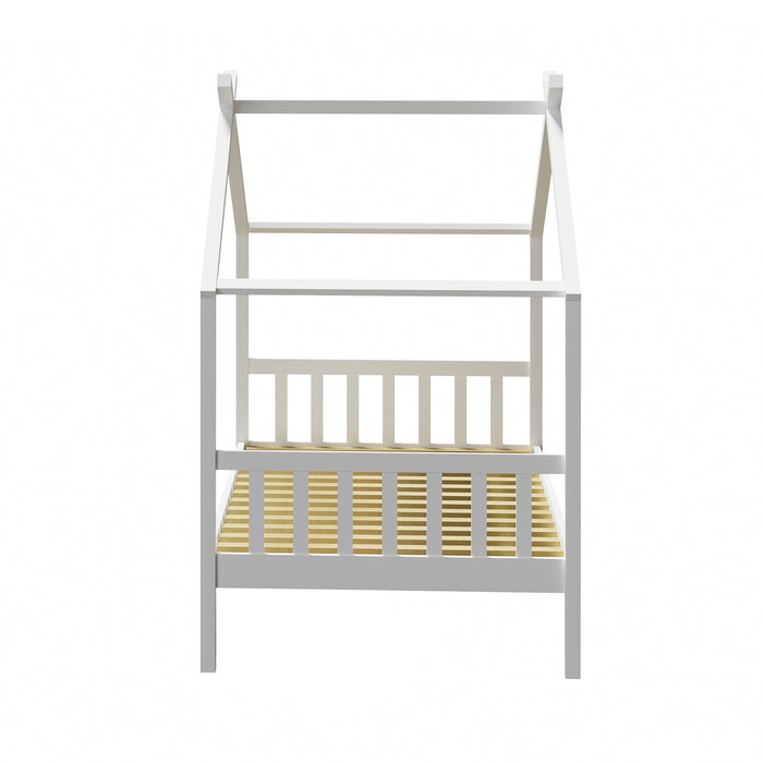 Bed Frame Wooden Base Kids Single Timber House Beds White
