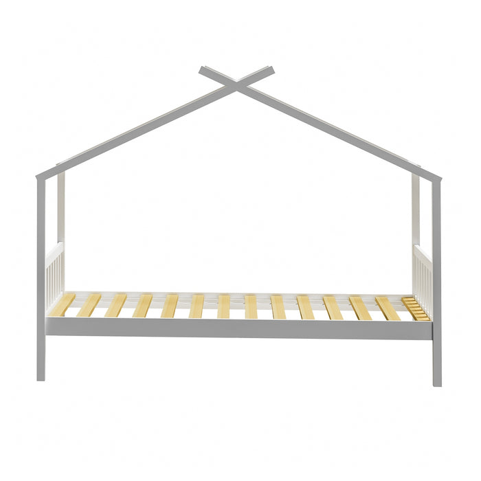 Bed Frame Wooden Base Kids Single Timber House Beds White
