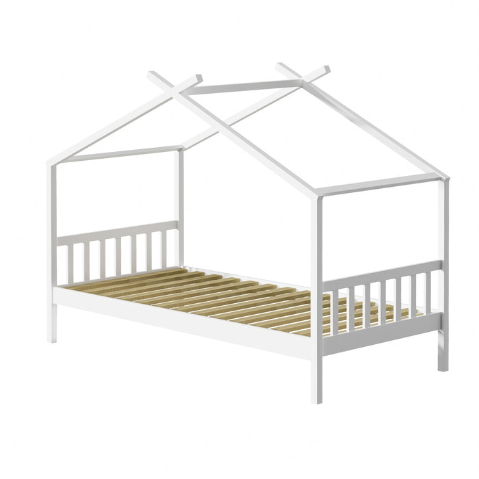 Bed Frame Wooden Base Kids Single Timber House Beds White