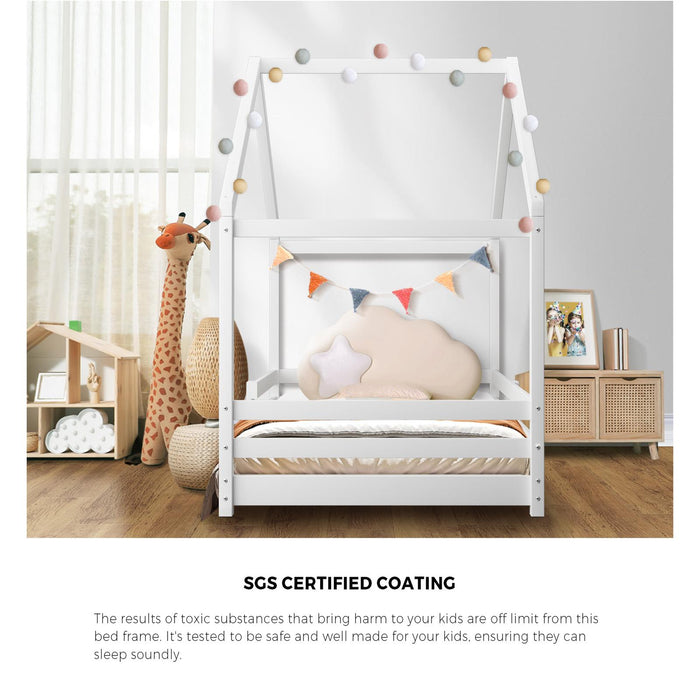 Kids Bed Frame With Single Mattress Set White