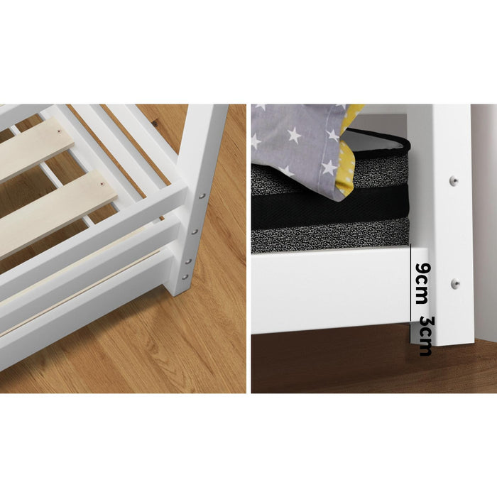 Kids Bed Frame With Single Mattress Set White