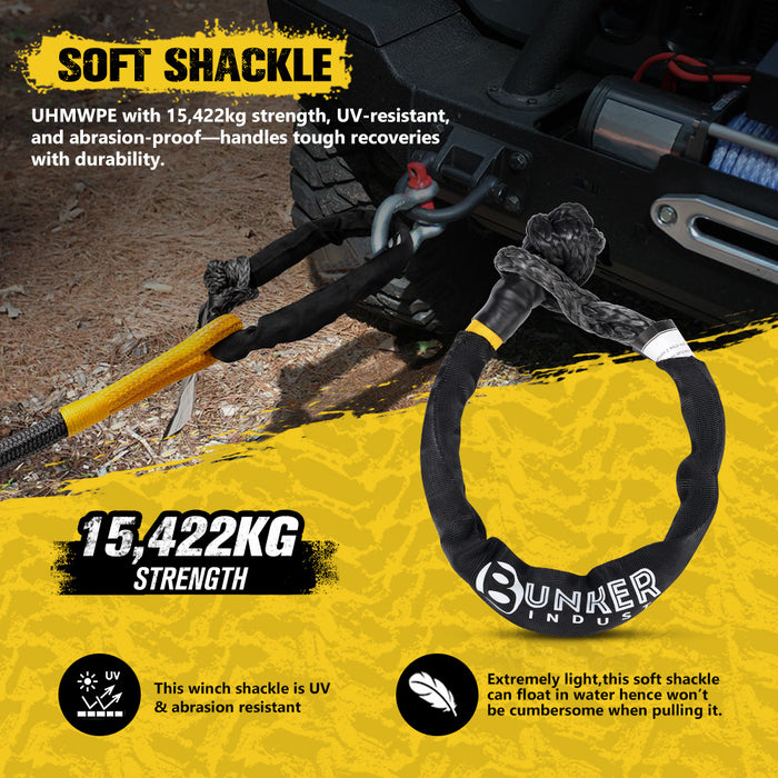 4X4 Recovery Kit Kinetic Rope Soft Shackles Winch Dampener Offroad