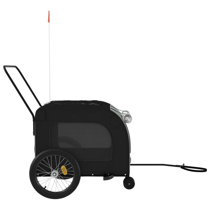 Dog Bike Trailer Black and Grey Oxford Fabric Iron Ktnlb